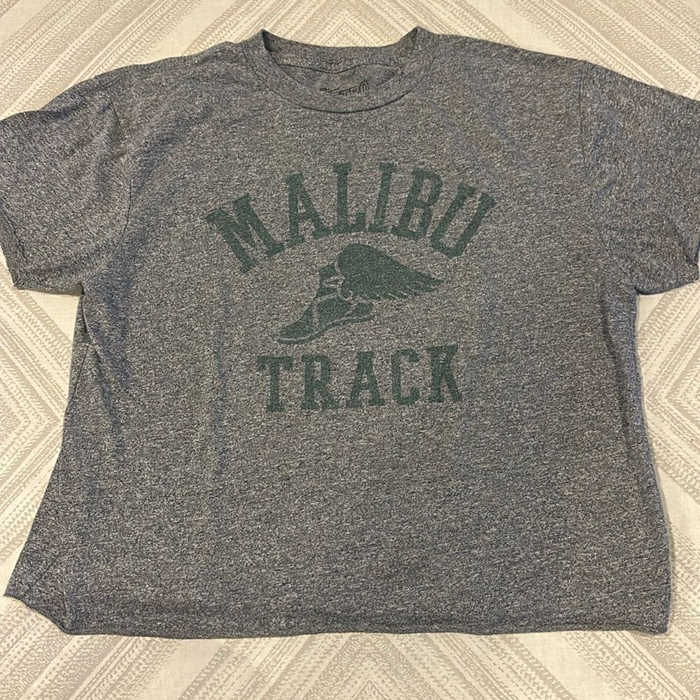 Original Retro Brand Girls ‘Malibu Track’ Heather Grey Cropped Shirt - Size XL